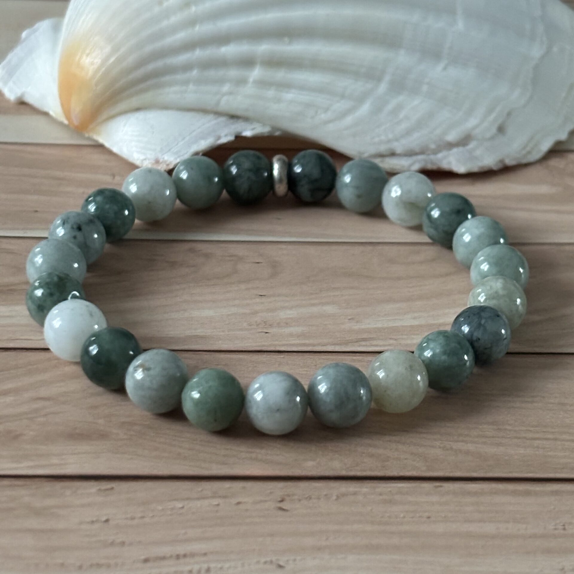 bracelet jade de Birmanie vert clair naturel perles rondes 8 mm bijou zen artisanal