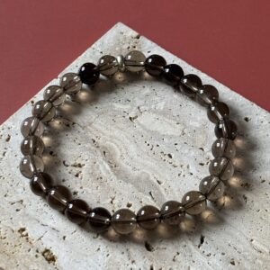 bijou lithothérapie quartz fumé authentique bracelet élastique artisan français