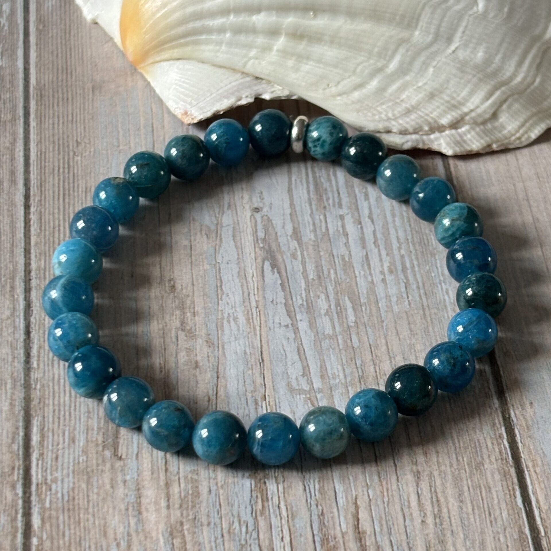bracelet apatite bleue véritable bijou énergétique apaisant fait main