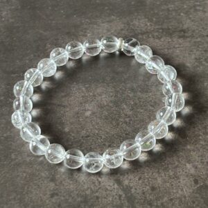 bracelet cristal de roche perles naturelles quartz clair énergie pure