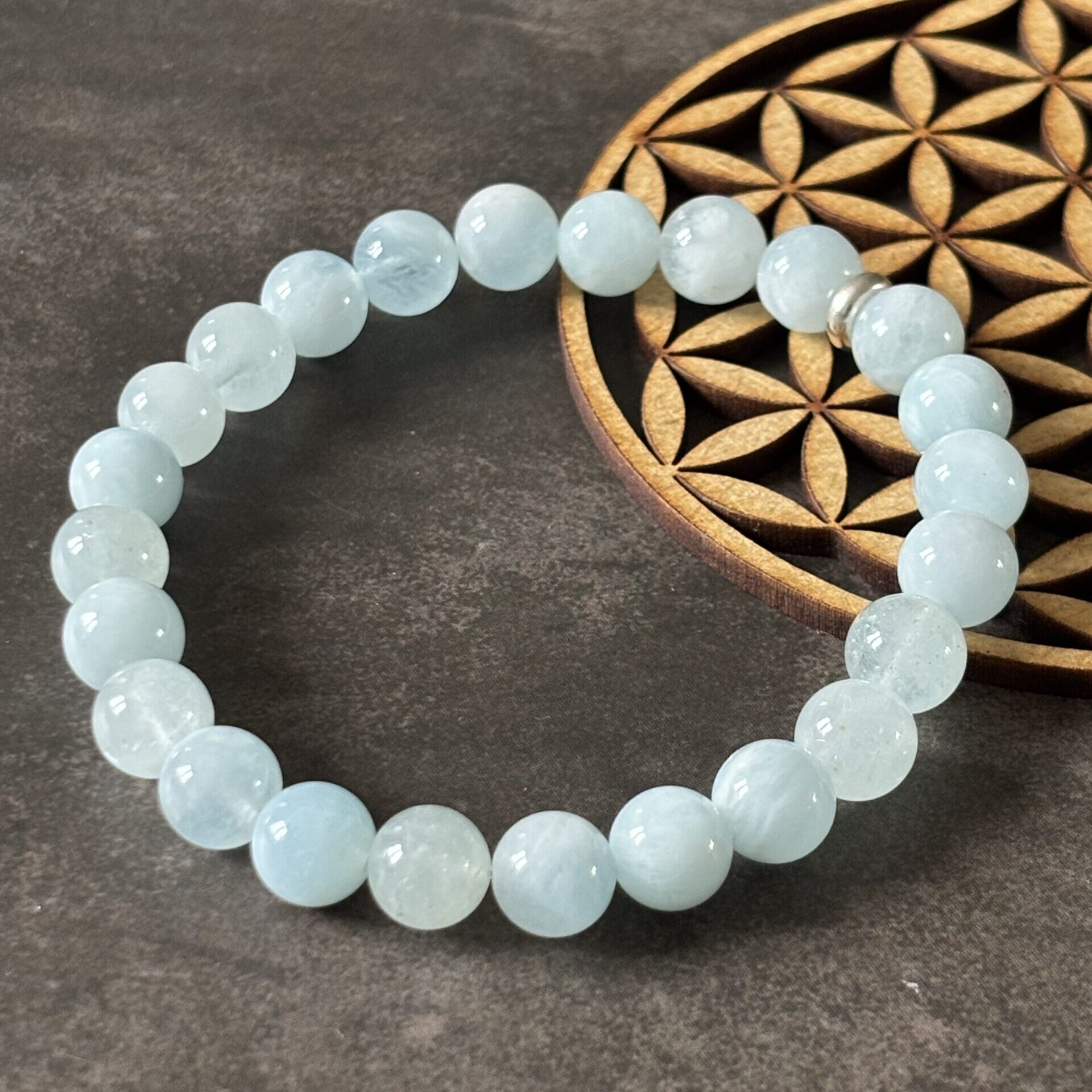 Bracelet aigue-marine femme style bohème pierres authentiques