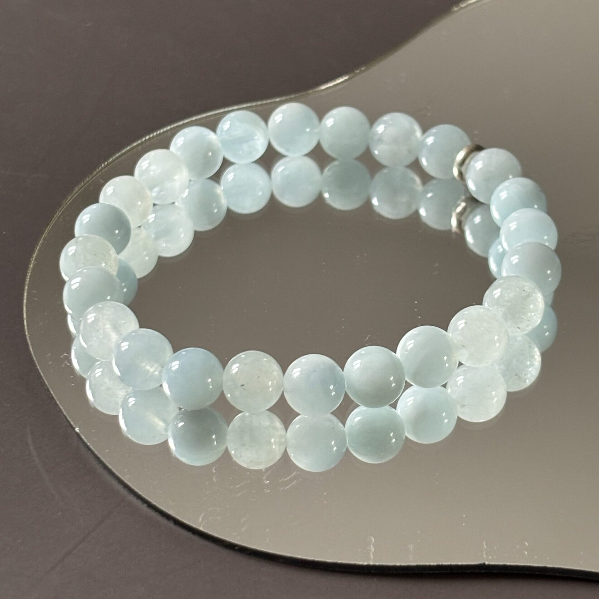 Bracelet aigue-marine naturelle pierres fines énergie positive