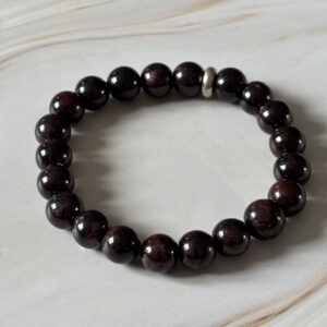 Bracelet grenat réglable unisexe, bijou artisanal fait main