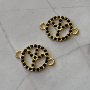 intercalaire doré avec strass peace symbole de paix pour création bracelet perles ou collier