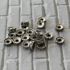 séparateurs rondelles tibétaines métal argenté – perles intercalaires pour bijoux artisanaux