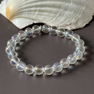 bracelet aqua aura blanc – éclat lumineux et douceur pour créations artisanales