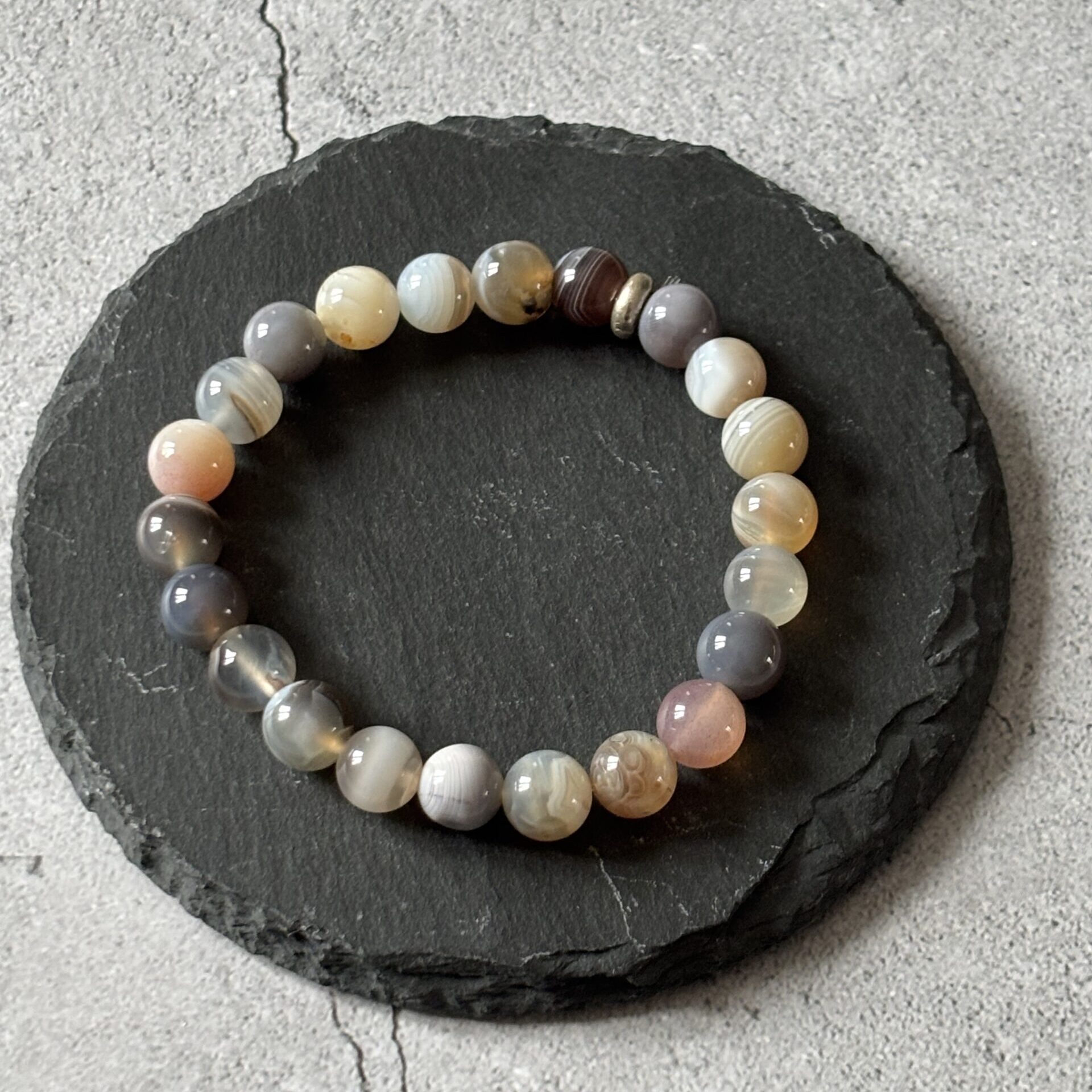 bracelet apaisant agate du Botswana – énergie douce et réconfortante