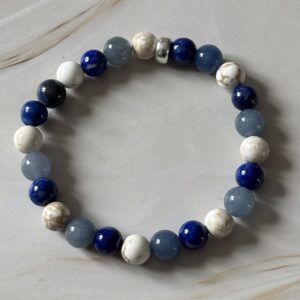bracelet apaisant migraines – lapis lazuli, aventurine bleue et magnésite naturelles