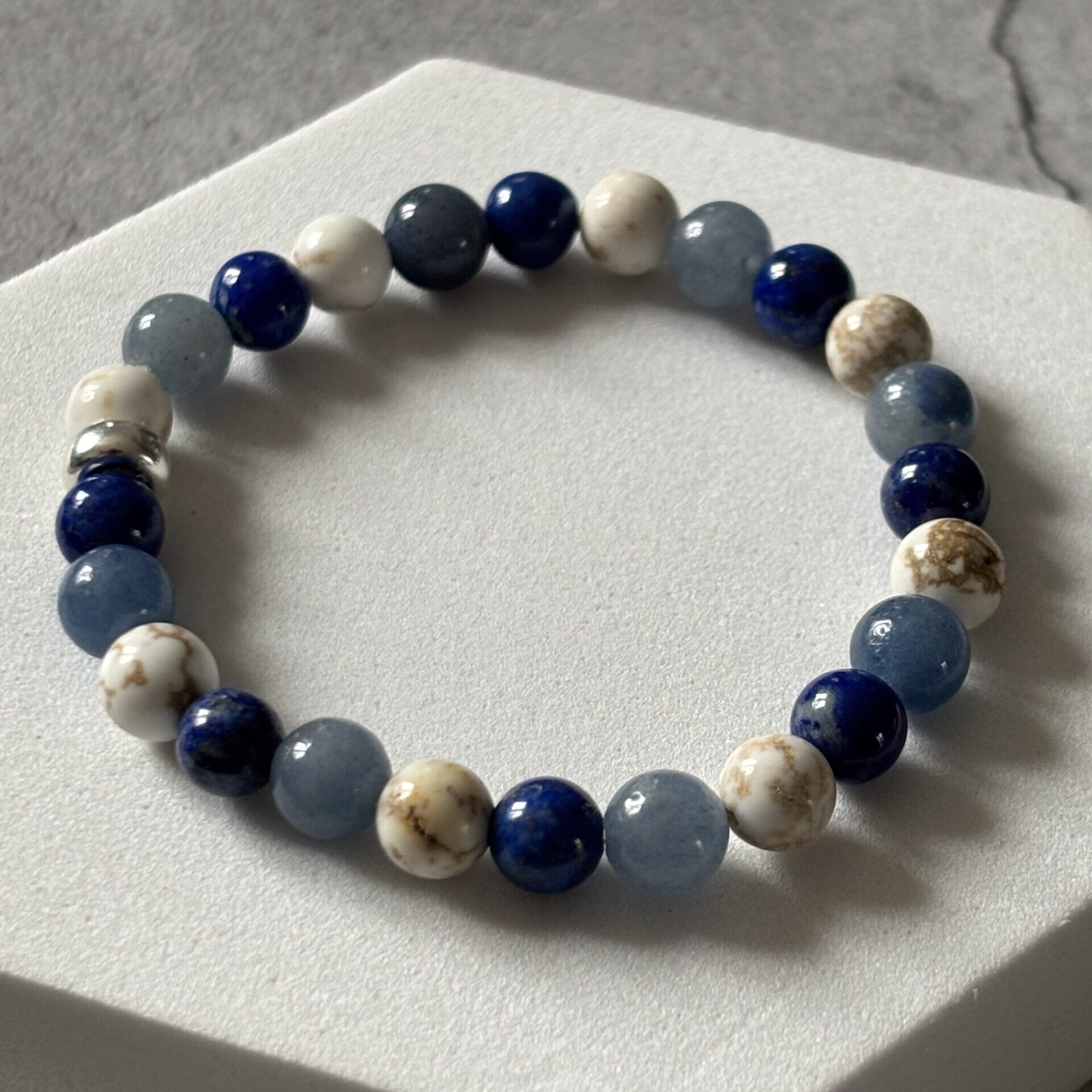 bracelet mal de tête et migraines – lapis lazuli aventurine bleue magnésite pierres naturelles