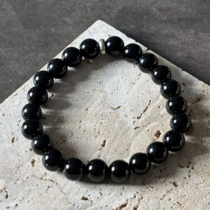 bracelet lithothérapie agate noire – pierre de protection, d’ancrage et de stabilité émotionnelle