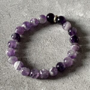 bracelet améthyste chevron naturelle – perles rondes 6 ou 8 mm pour bijoux artisanaux