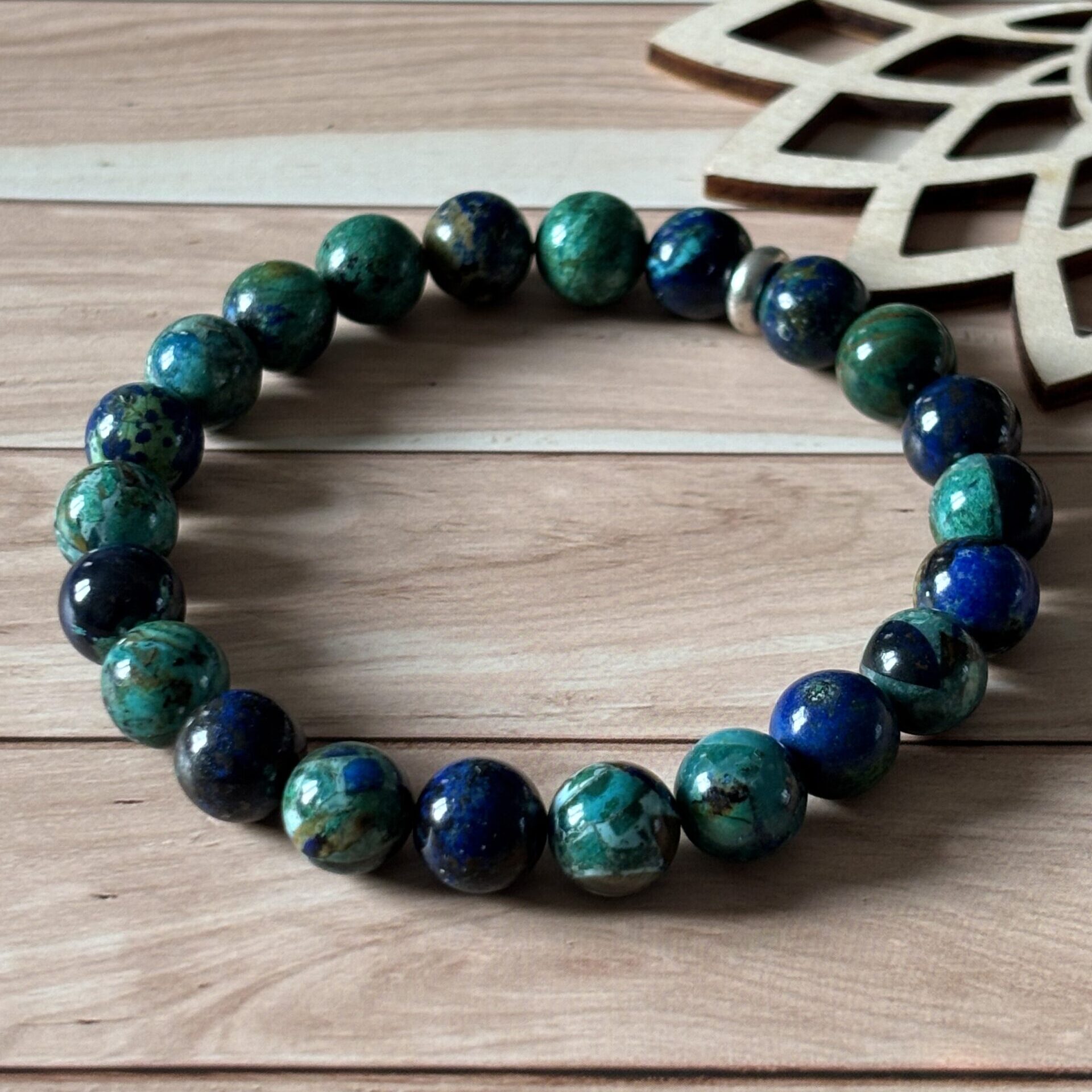 bracelet azurite chrysocolle – harmonie, paix intérieure et beauté naturelle