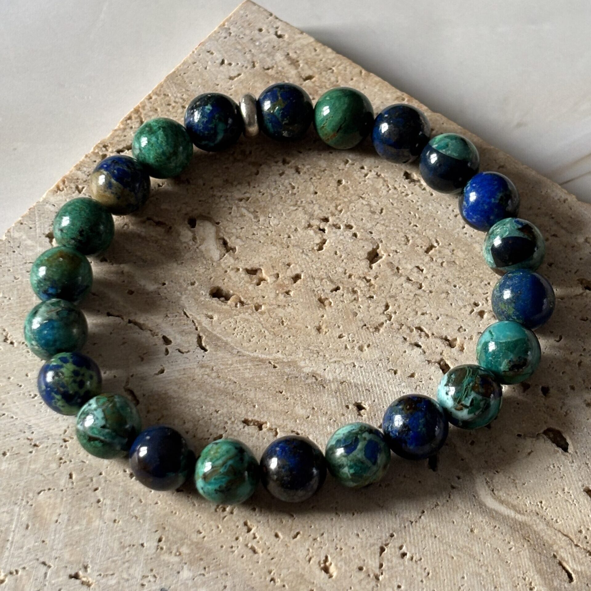 bracelet apaisant azurite chrysocolle – évasion marine et équilibre intérieur