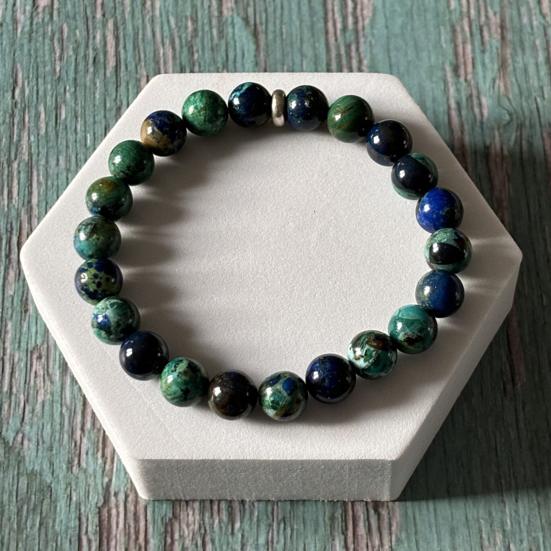 bracelet azurite chrysocolle pierres naturelles – bijou énergétique artisanal