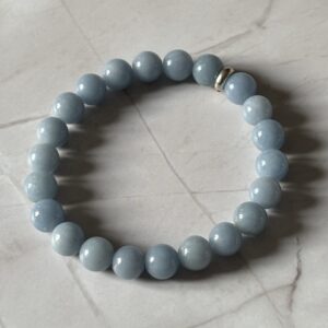bracelet angélite – pierre naturelle bleue apaisante pour bijoux bien-être faits main