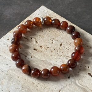 bracelet lithothérapie grenat hessonite – pierre d’énergie vitale, ancrage et confiance