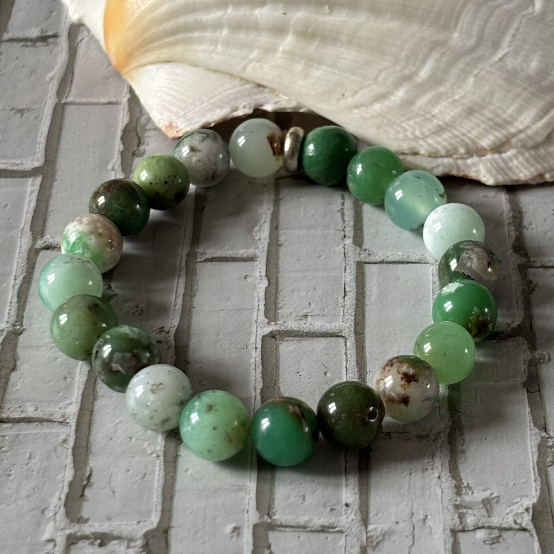 bracelet lithothérapie chrysoprase – pierre du cœur, apaisement et régénération