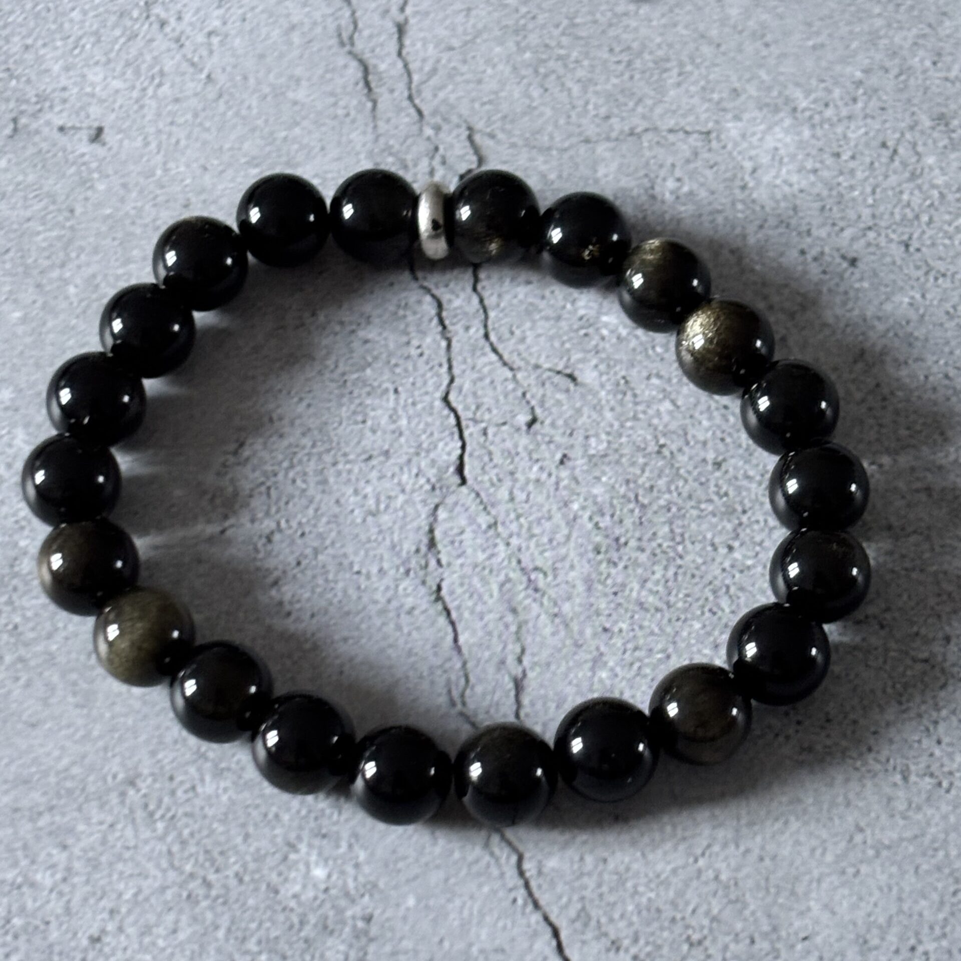 Bracelet obsidienne dorée – bijou artisanal naturel pour sérénité et équilibre intérieur