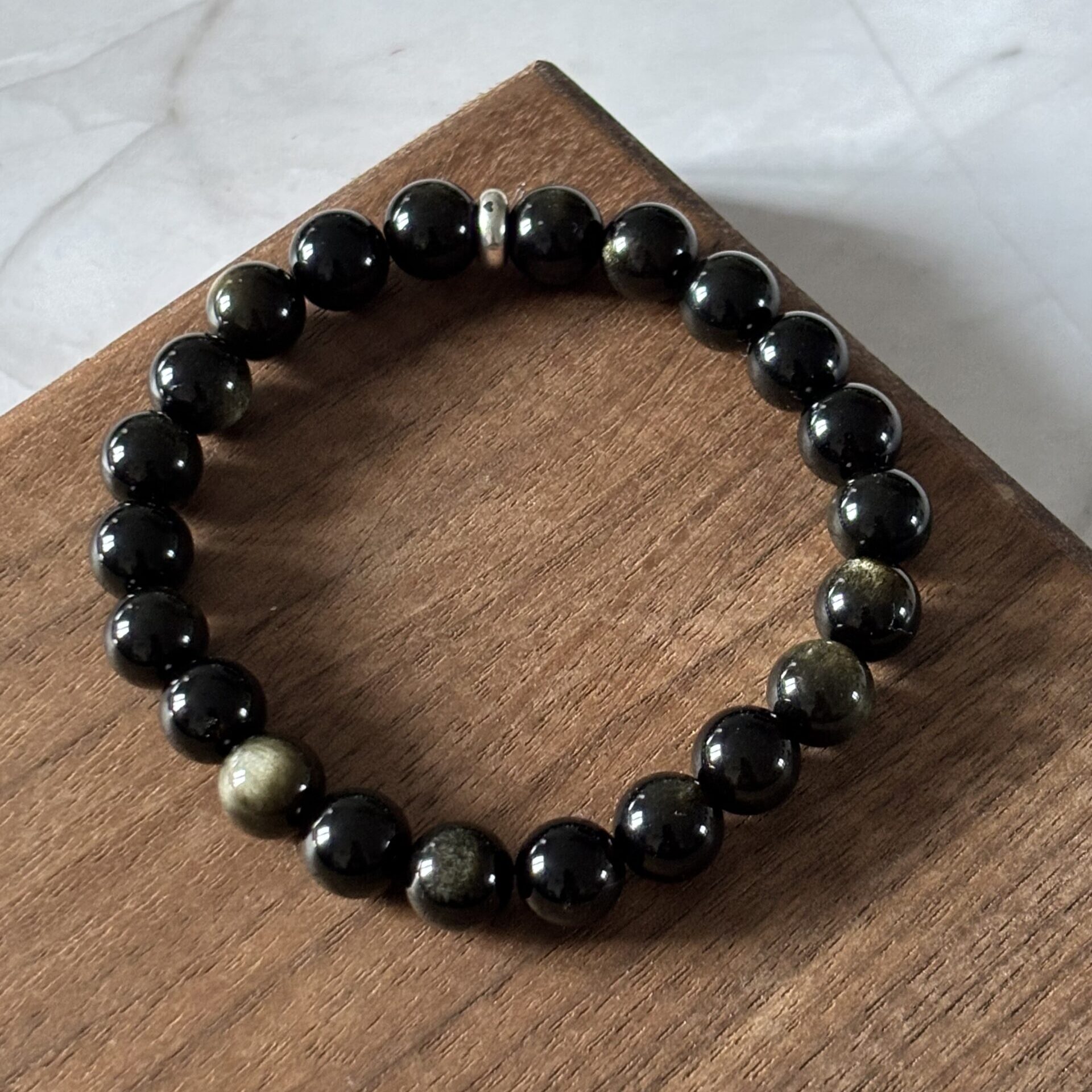 Bracelet en obsidienne dorée – pierre naturelle d’ancrage et de protection énergétique