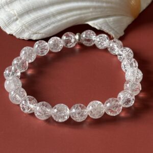Bracelet en cristal de roche craquelé – bijou pierre naturelle pour clarté et équilibre