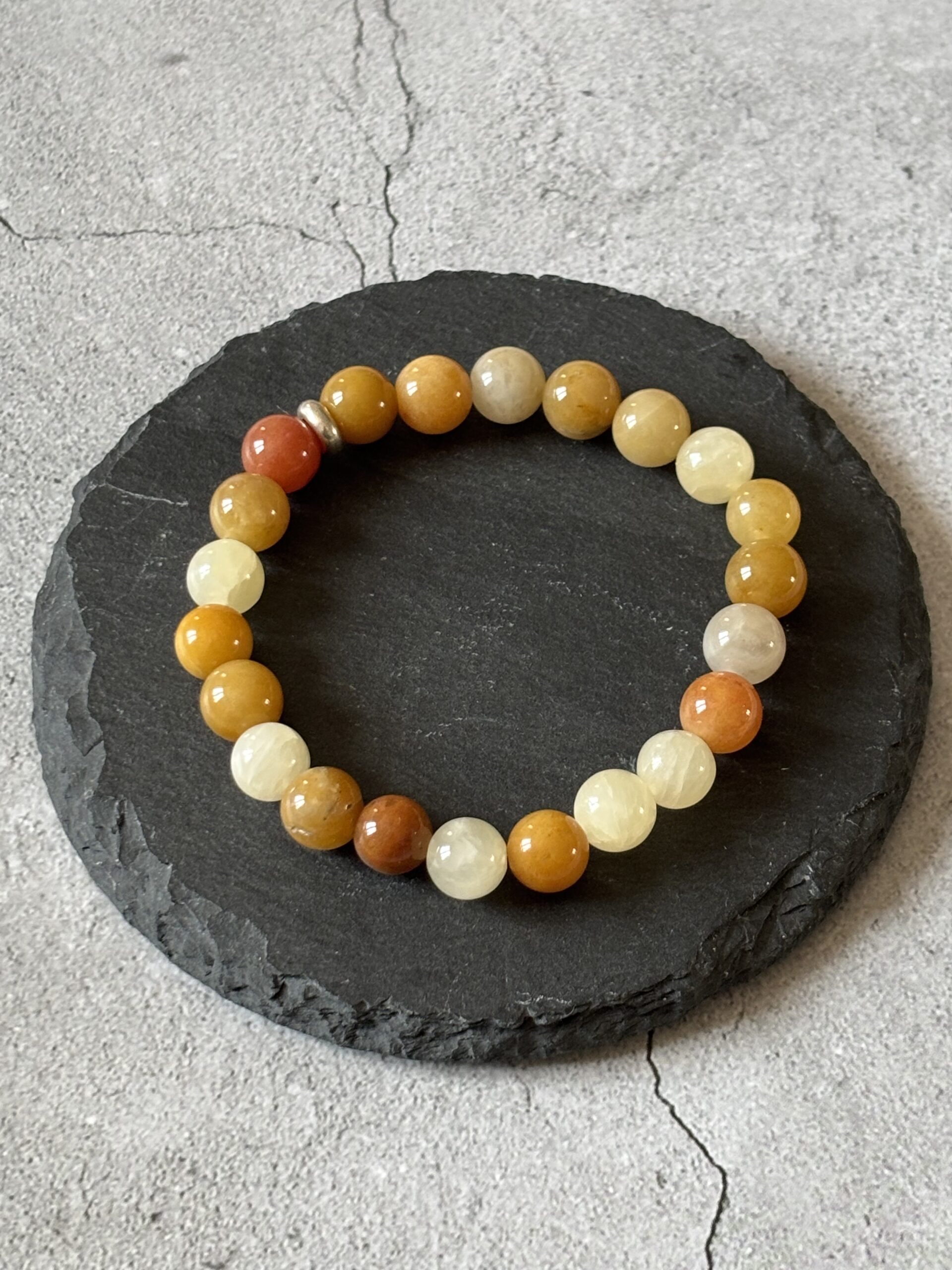 Bracelet en jade jaune – pierre naturelle de joie et de prospérité