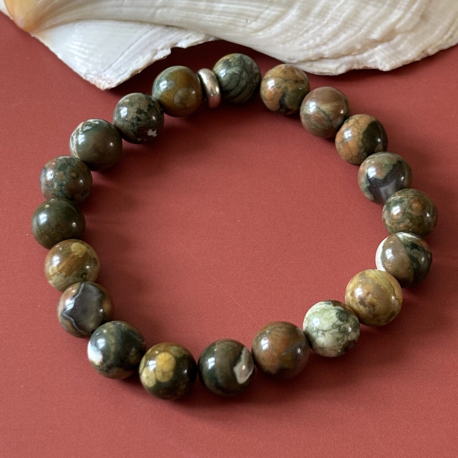 Bracelet en Jaspe Océan 8 mm — pierre naturelle pour sérénité émotionnelle