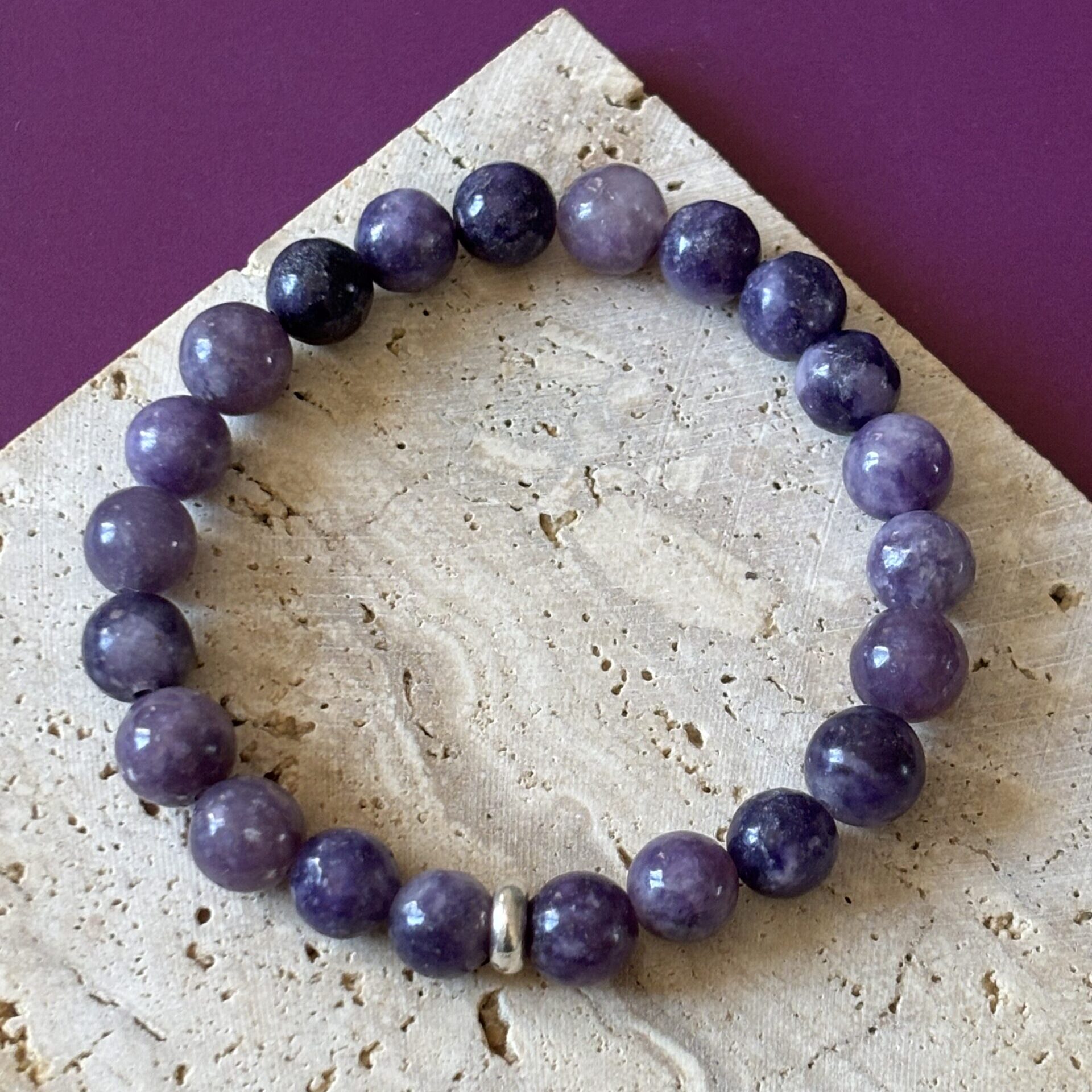 Bracelet lépidolite perles naturelles