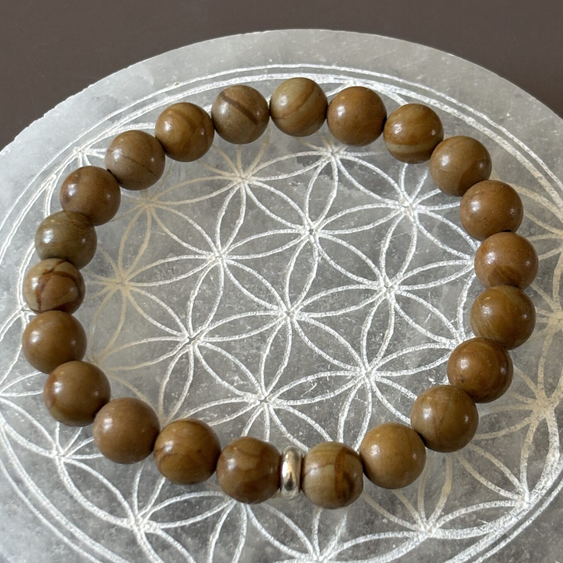 Bracelet élastique jaspe bois