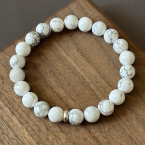 Bracelet Howlite naturel en perles rondes — bijou apaisant pour réduire le stress