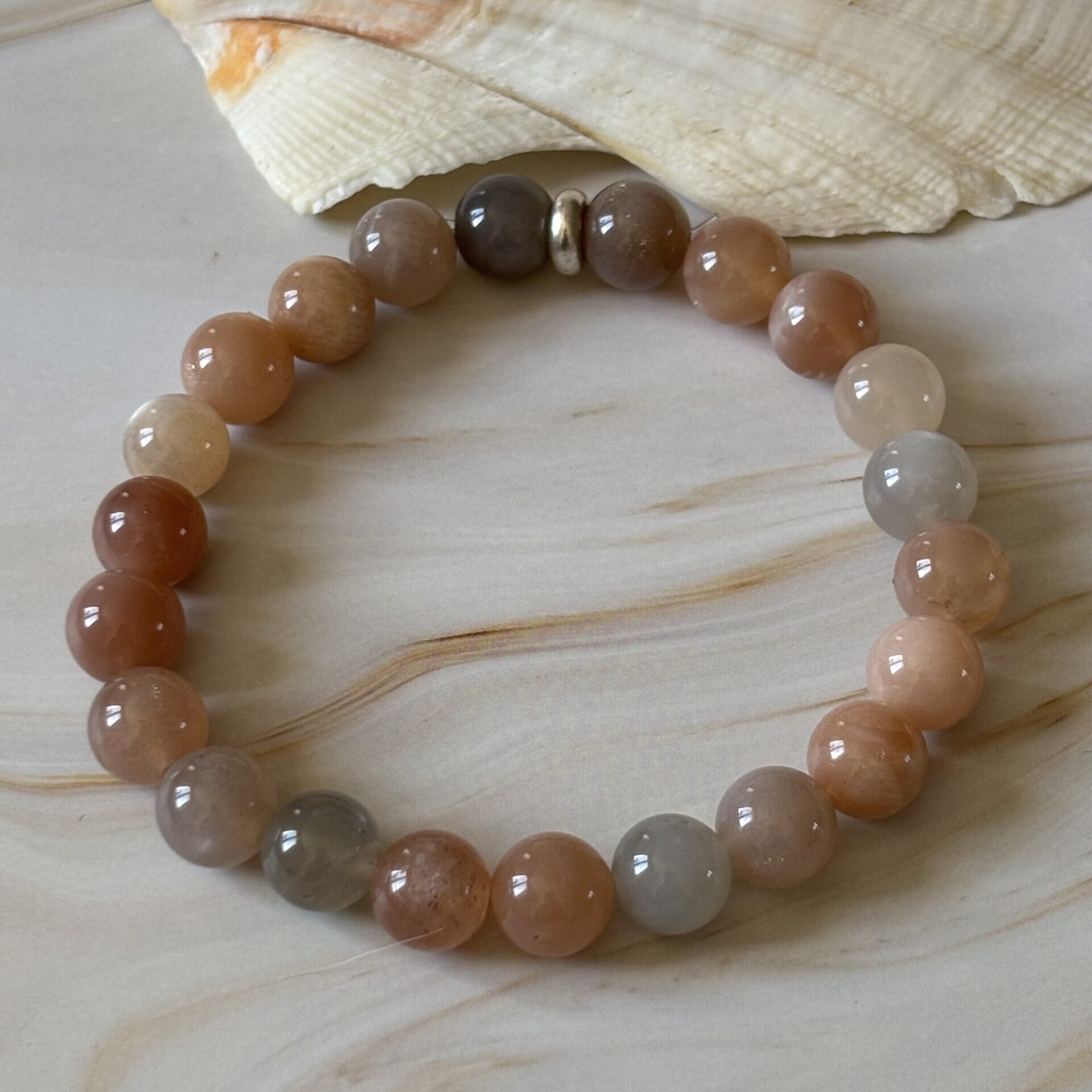 Bracelet Pierre de Lune multicolore naturel — bijou bien-être pour énergie et douceur