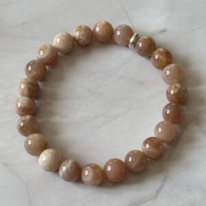 Bracelet Pierre de Soleil naturel en perles rondes — bijou énergétique pour vitalité