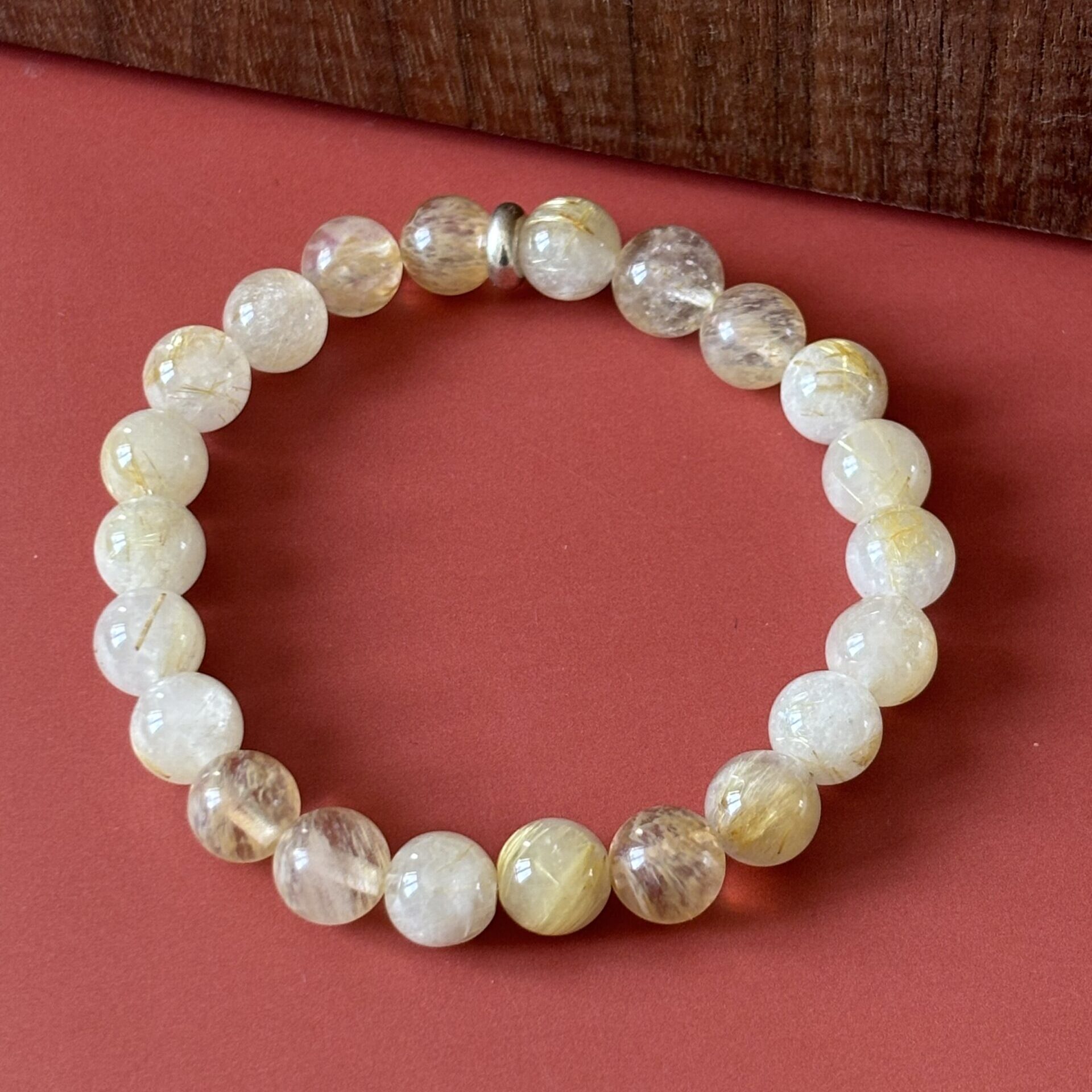 Bracelet en Quartz Rutile 8 mm — pierre naturelle pour protection et dynamisme