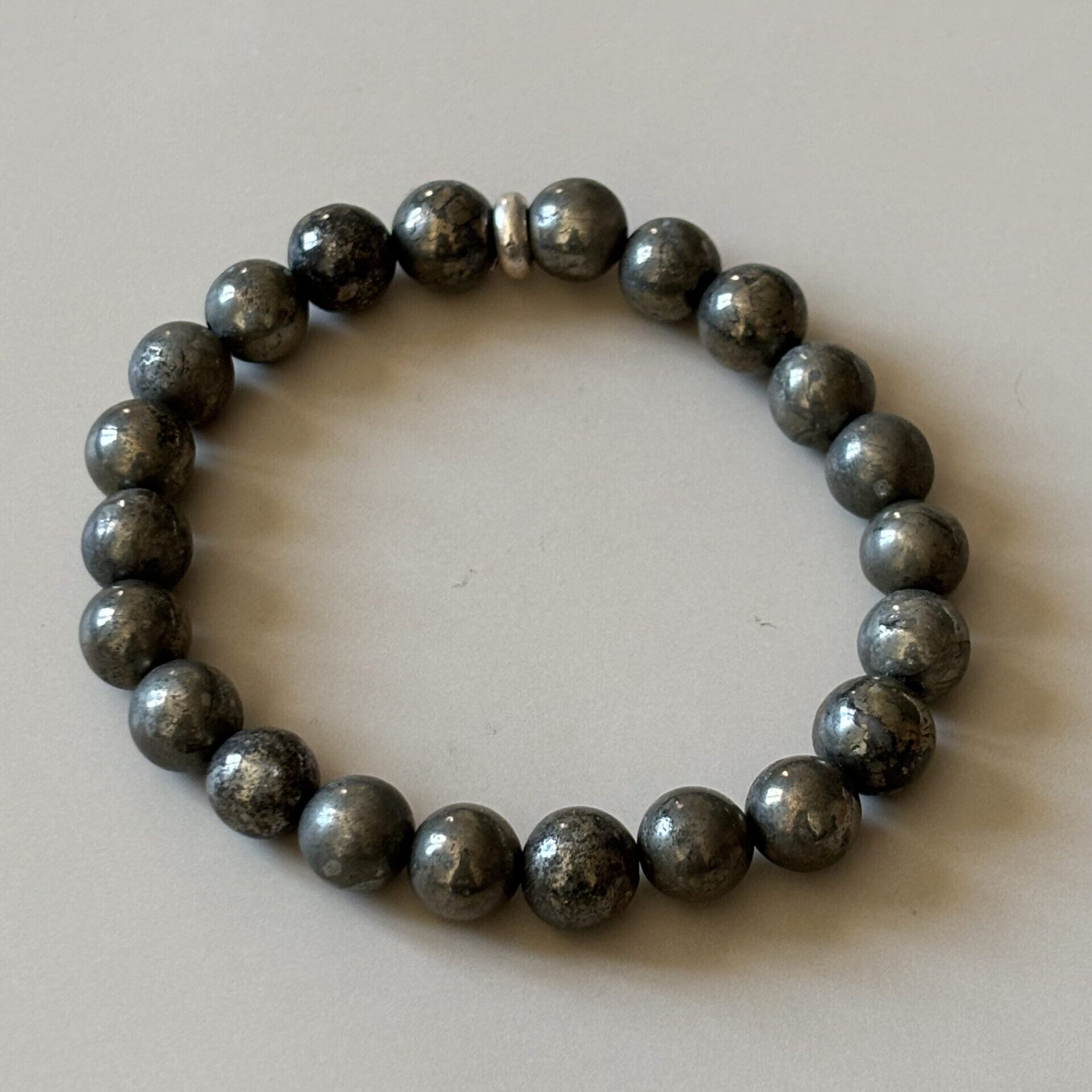Bracelet pierre pyrite éclat métallique
