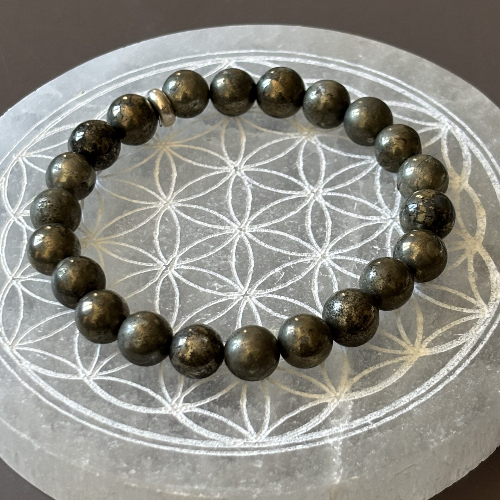 Bracelet en pyrite pierre métallique