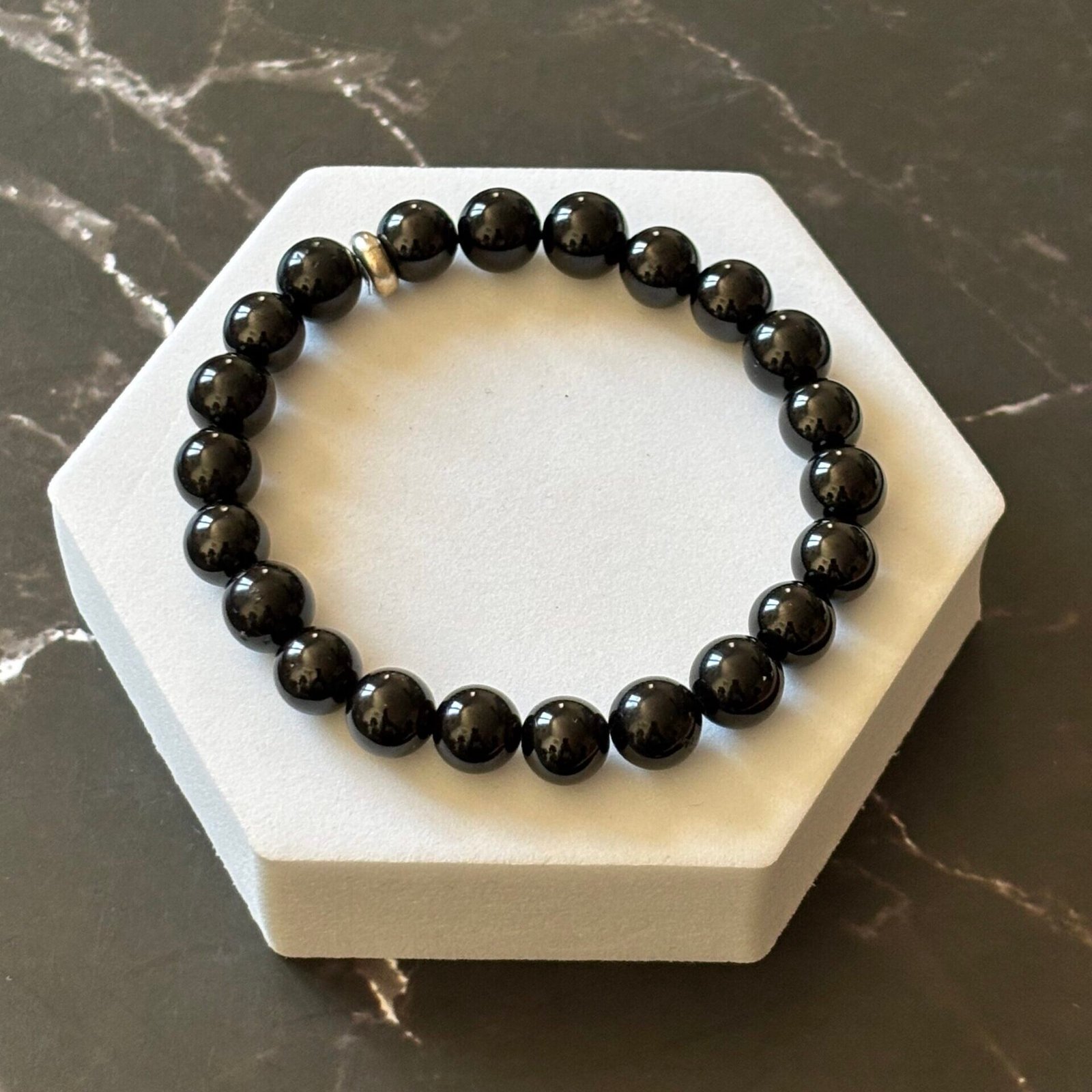 Bracelet perles spinelle noire bijou élégant