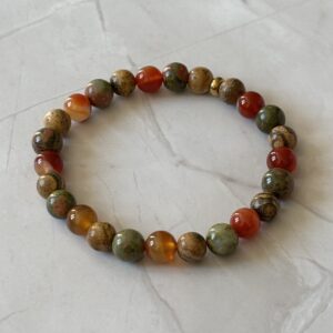 Bracelet pierres naturelles cornaline unakite jaspe