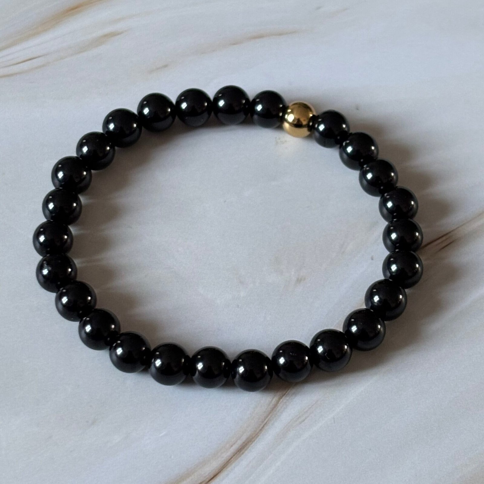 Bracelet en spinelle noire naturelle