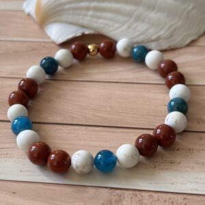 Bracelet aide au régime apatite magnésite jaspe rouge