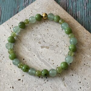 Bracelet bien-être prospérité jade néphrite aventurine péridot