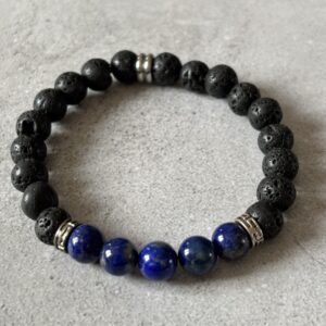 Pierre de lave et lapis-lazuli bracelet aromathérapie diffusion huiles essentielles