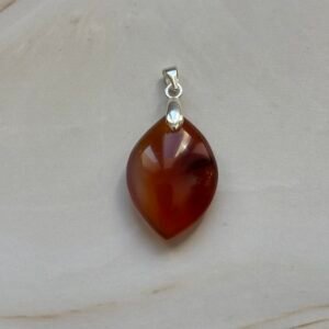 pendentif pierre cornaline forme marquise bijou naturel orange confiance energie