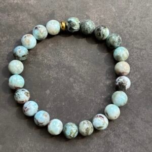 Bracelet pierre larimar bleu clair perles rondes bijou artisanal femme