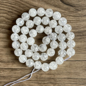 Perles cristal de roche craquelé à l'unité en lot ou fil complet
