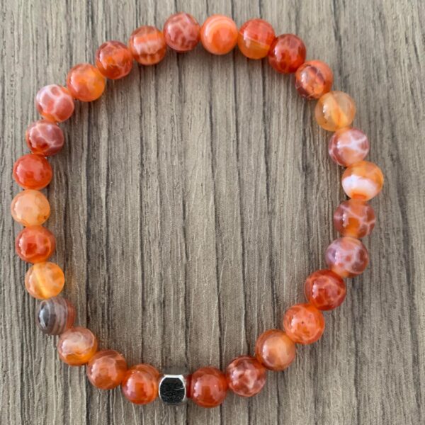 bracelet pierre naturelle agate feu ou peau de serpent - perles 6 mm