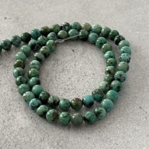 Perles jaspe africain 6 mm aux tons verts et bruns