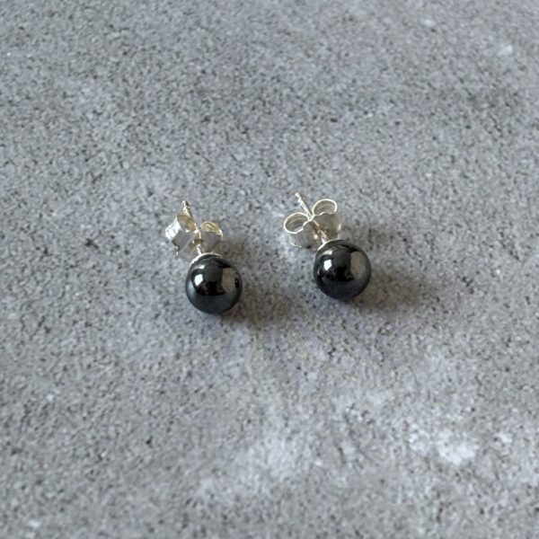 puces d oreilles pierre naturelle hématite et argent