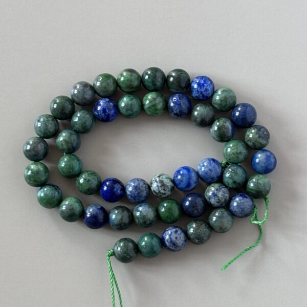 Perles rondes azurite malachite naturelle 8 mm fil