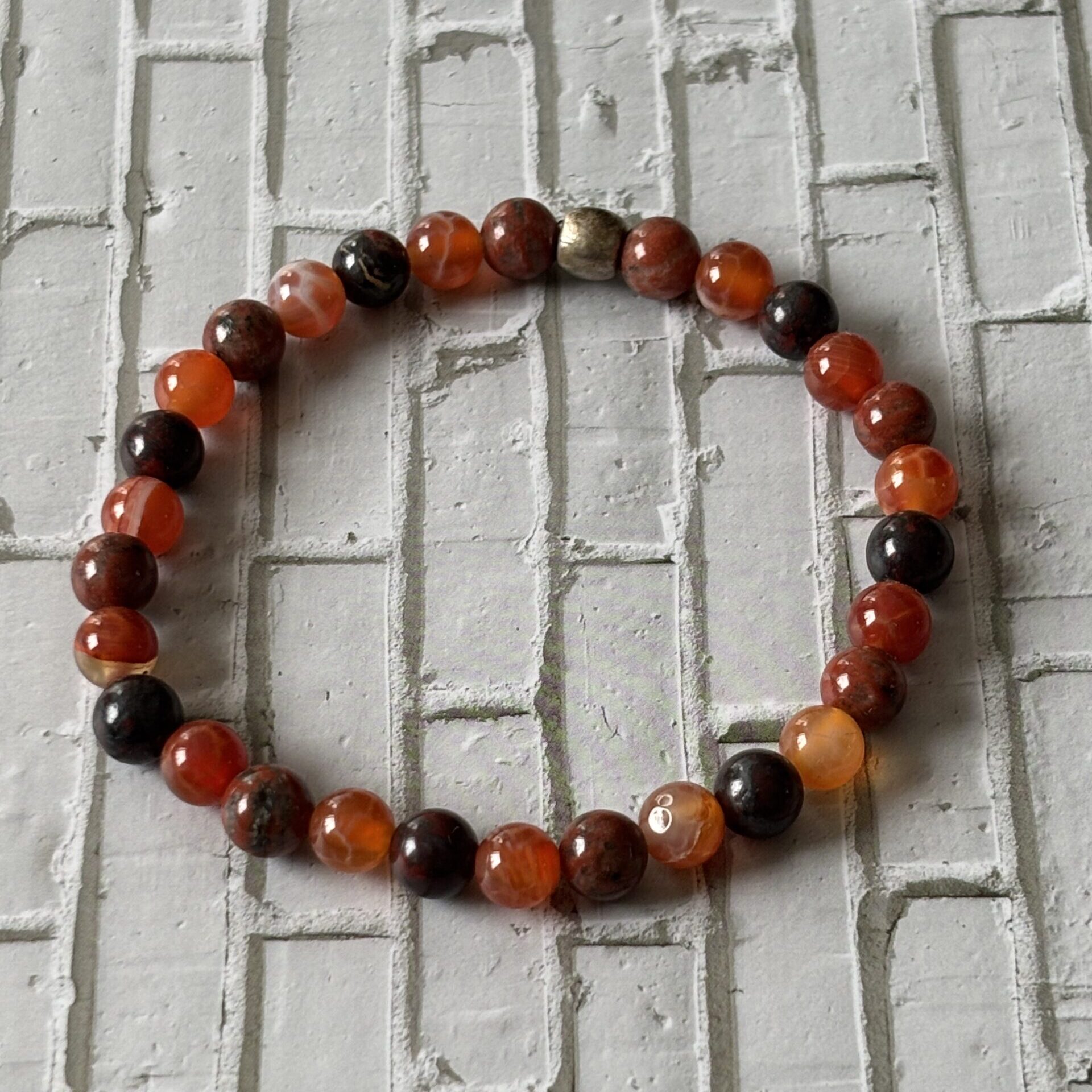 Bracelet sur mesure agate feu et jaspe bréchique pierres naturelles