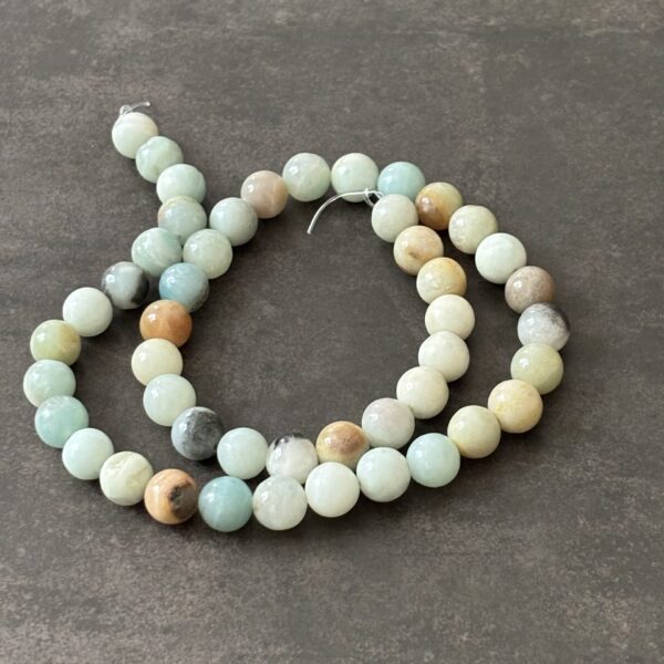 Perles amazonite 8 mm naturelles, nuances bleu turquoise pour bijoux faits main