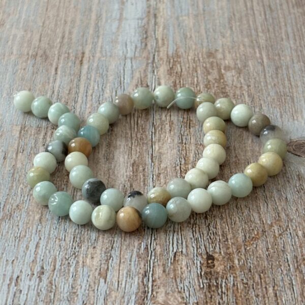 Lot de perles rondes amazonite 8 mm, pierre fine pour créations artisanales